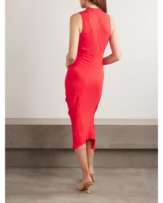 Jacquemus Red The J Asymmetrisches Kleid Aus Crêpe Mit Falten