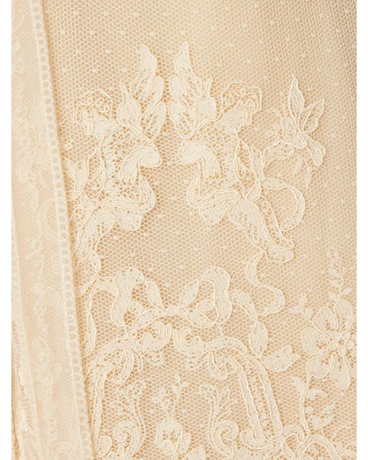Zimmermann Natural Luna Scalloped Gathered Lace And Point D'Esprit Blouse