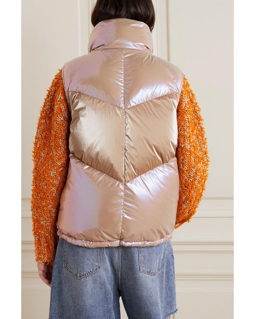 Moncler Pink Faucille Quilted Metallic Shell Down Vest