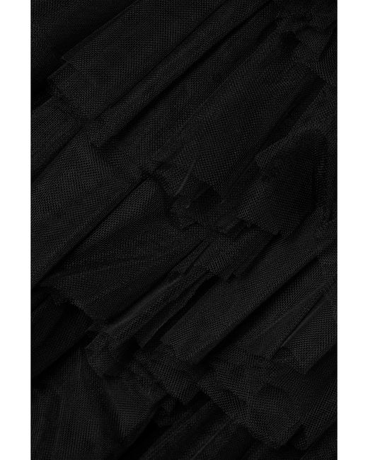Oscar de la Renta Black Tiered Tulle Mini Skirt