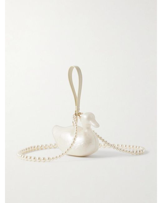 Simone Rocha Natural Duck Clutch Aus Acryl Mit Lederbesätzen Und Kunstperlen