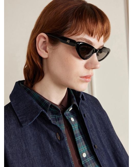 Miu Miu Black Cat-Eye Acetate Sunglasses