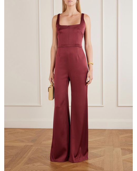 Galvan Red Geneva Sunrise Satin Jumpsuit