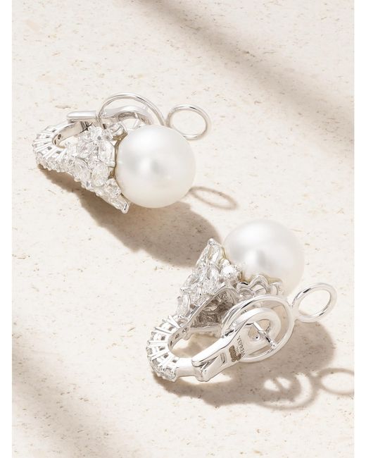 YEPREM Natural 18-Karat, Diamond And Pearl Earrings