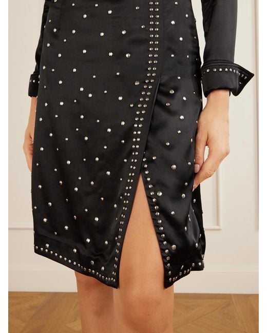 Wales Bonner Black Cosmic Embellished Satin Midi Skirt