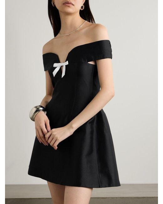 ShuShu/Tong Black Bow-Embellished Cutout Wool And Silk-Blend Mini Dress