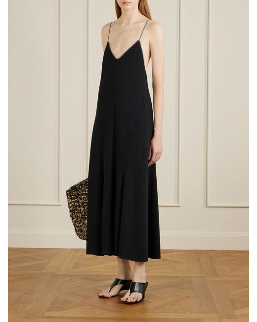 Khaite Black Iben Tulle-Trimmed Cotton-Blend Midi Dress