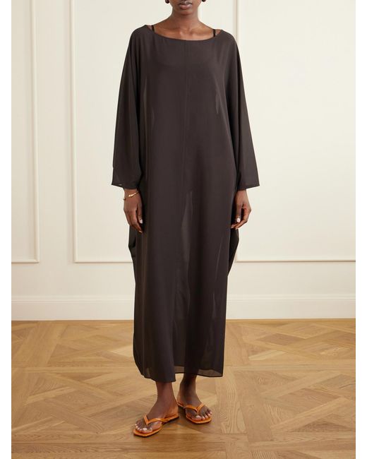 Staud Black Nour Open-Back Chiffon Coverup