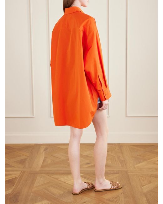 Loewe Orange Paula's Ibiza Anagram Embroidered Cotton Shirt