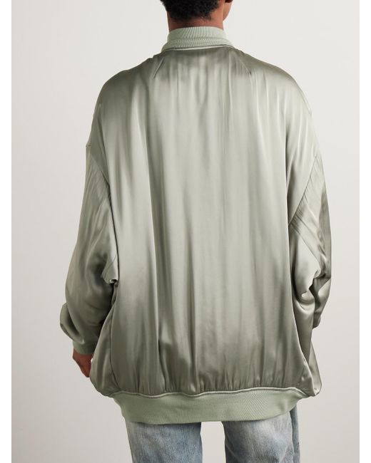 Rick Owens Green Peter Oversized Padded Satin Jacket