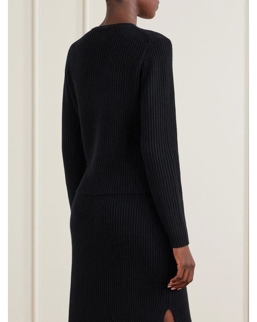 Allude Blue Wool And Cashmere-Blend Ribbed Cardigan