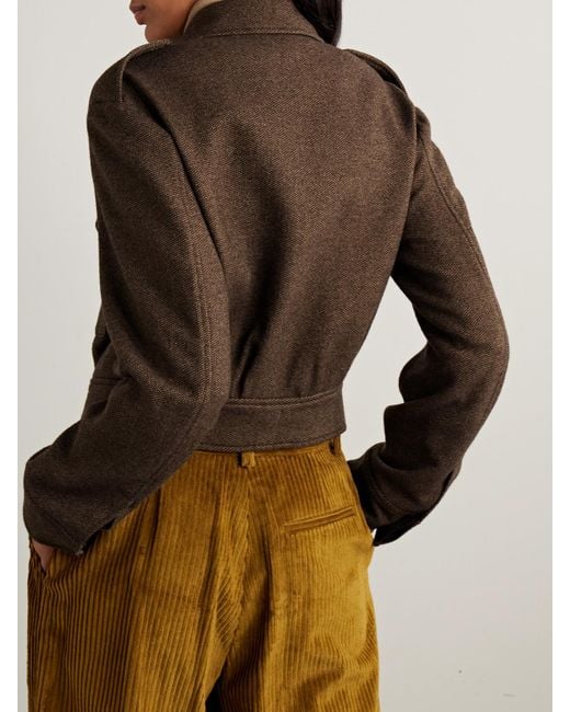 Ralph Lauren Brown Maddison Cropped Wool Jacket