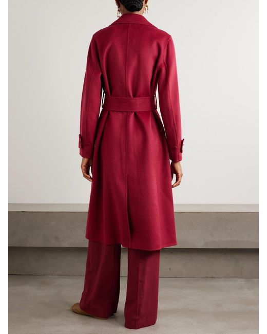 Joseph Red Arline Belted Wool And Cashmere-Blend Coat