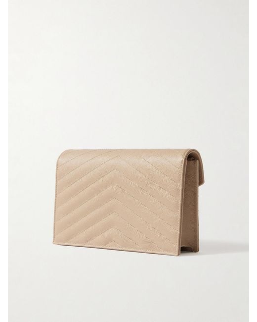 Saint Laurent Natural Cassandre Matelassé Textured-Leather Shoulder Bag