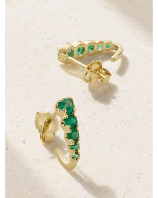 Jennifer Meyer Metallic Edith 18-Karat Emerald Earrings