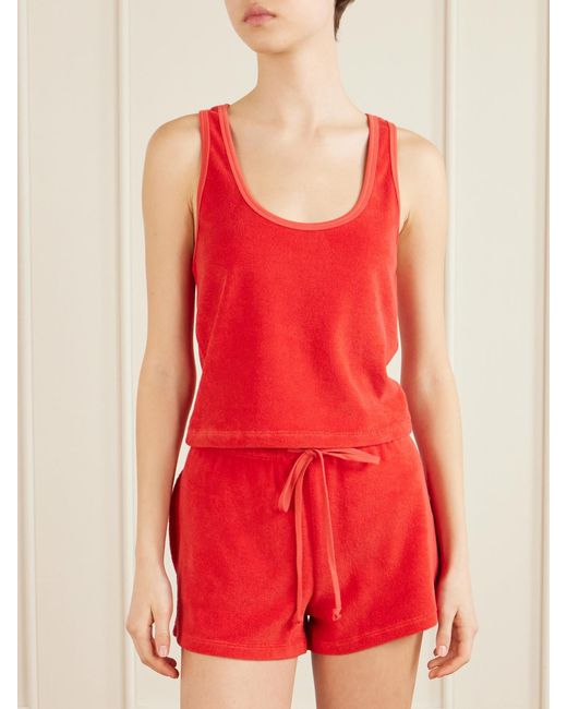 Suzie Kondi Red Tia Cotton-Blend Terry Tank Top