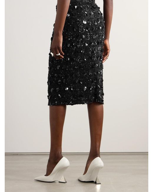 Dolce & Gabbana Black Sequin-Embellished Lace Skirt