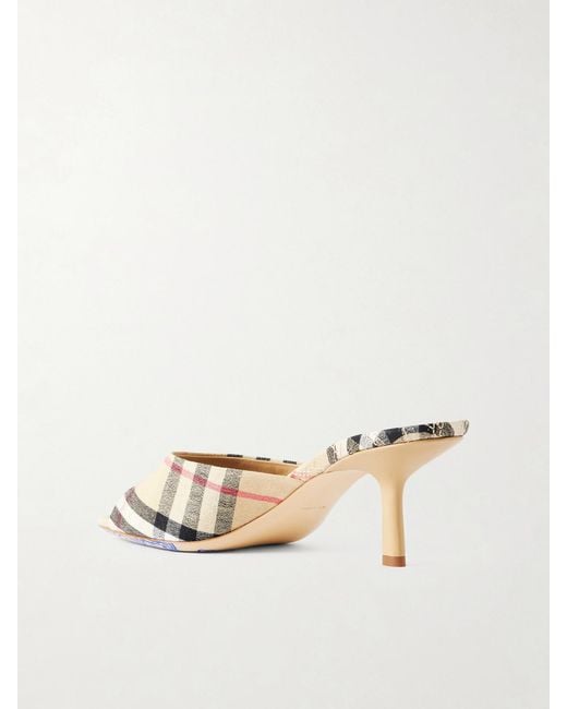 Burberry Natural Checked Canvas Mules