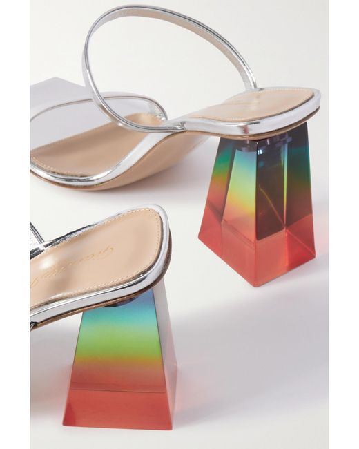 Gianvito Rossi White 85 Metallic Leather Sandals