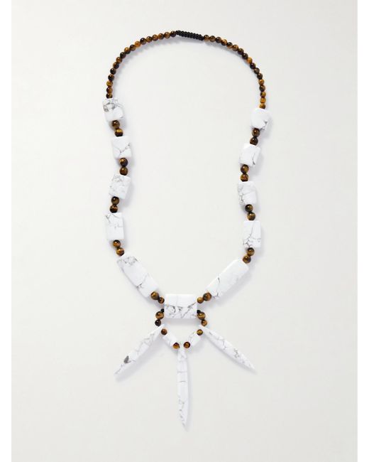 Gabriela Hearst Natural Kette Aus Kordel Mit Zierperlen, Howlithen Und Tigeraugen