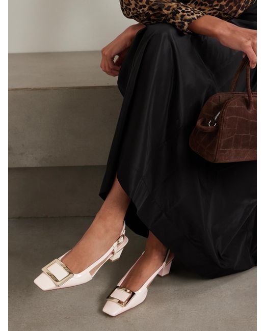 Roger Vivier Natural Belle Vivier 45 Patent-Leather Slingback Pumps