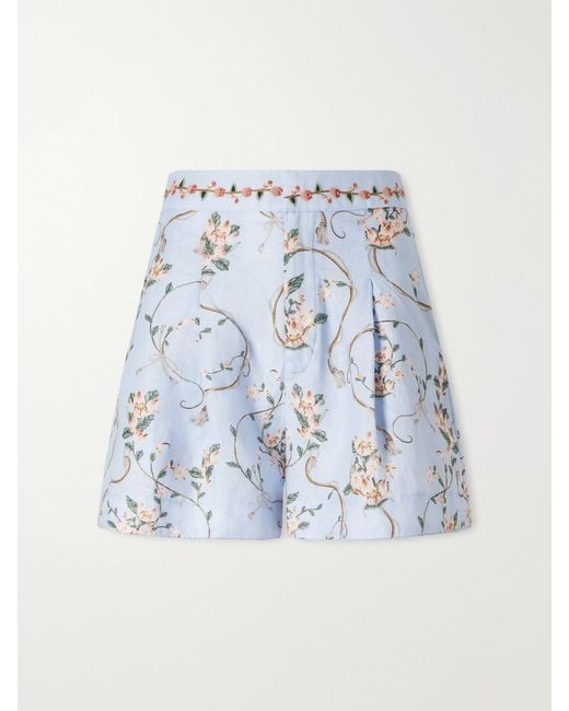 Agua Bendita Blue Maratea Navegante Printed Linen Shorts
