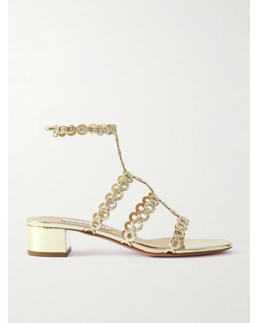 Aquazzura Natural 35 Infinity Sandalen Aus Leder Mit Spiegeleffekt