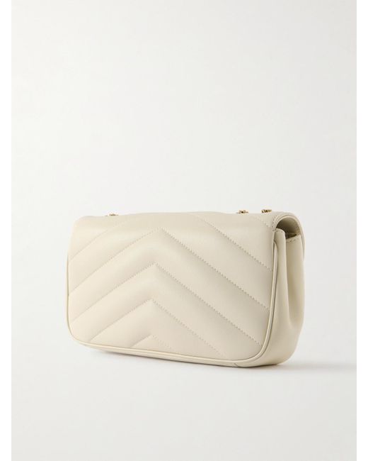 Saint Laurent Natural Loulou Schultertasche Aus Gestepptem Leder