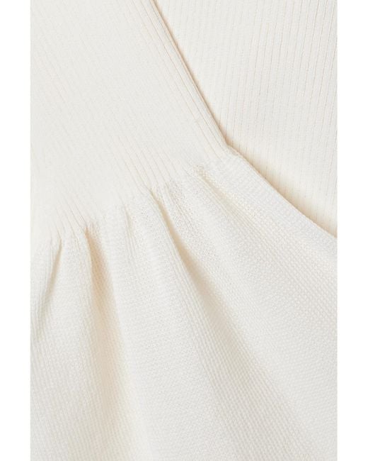 Altuzarra White Dana Jersey-Trimmed Ribbed Stretch-Knit Turtleneck Sweater