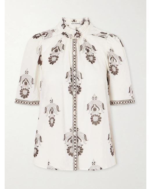 Alix Of Bohemia Natural Winnie Java Cactus Printed Cotton-Voile Shirt