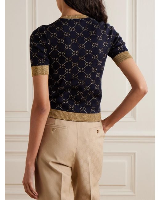大割引 Lame' GG-logo Gucci Cotton Lyst | Sweater Knit Jacquard トップス