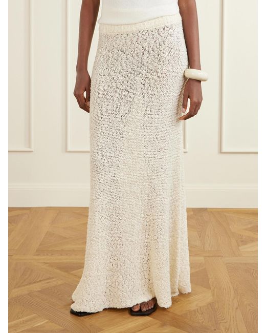 The Elder Statesman White Ella Silk, Cashmere And Linen-Blend Maxi Skirt
