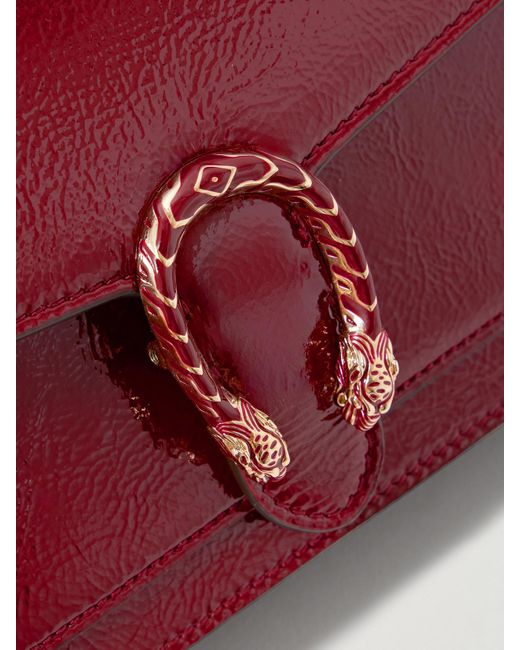 Gucci Red Dionysus Crinkled Patent-Leather Shoulder Bag
