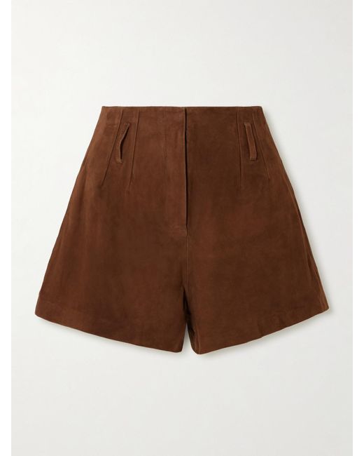 Frankie Shop Brown Lise Suede Shorts