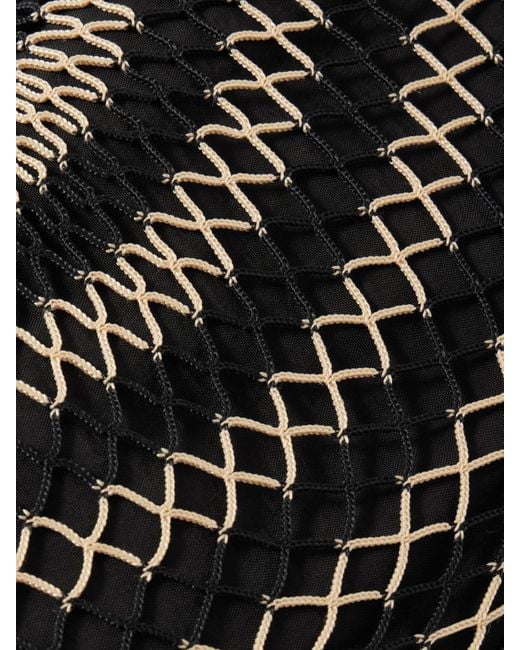 Lemaire Black Croissant Schultertasche Aus Netzmaterial Mit Lederbesätzen