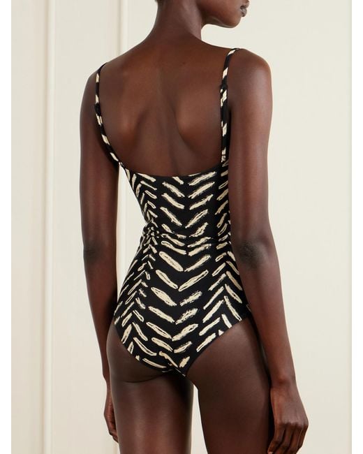 Johanna Ortiz White Whispering Tides Ruched Printed Recycled Stretch-Jersey One-Piece