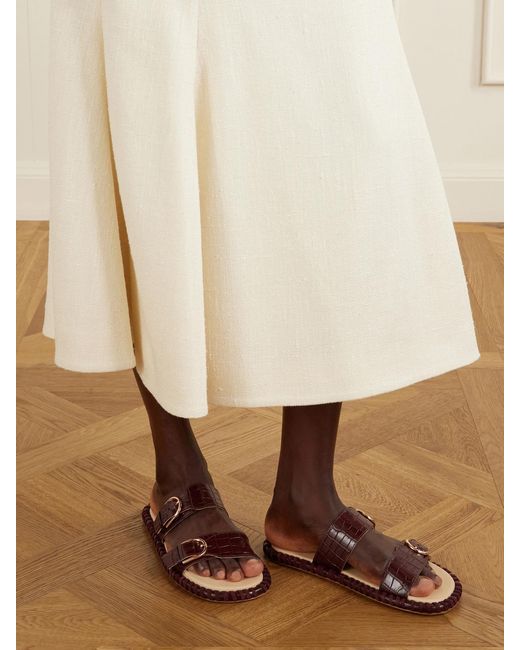 Gabriela Hearst Red Sage Croc-Effect Leather Flats