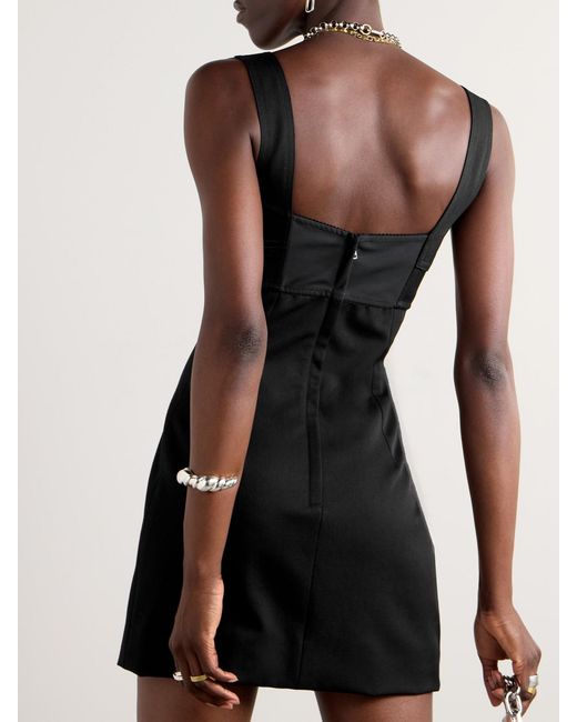 Dolce & Gabbana Black Scalloped Wool-Blend Gabardine Mini Corset Dress