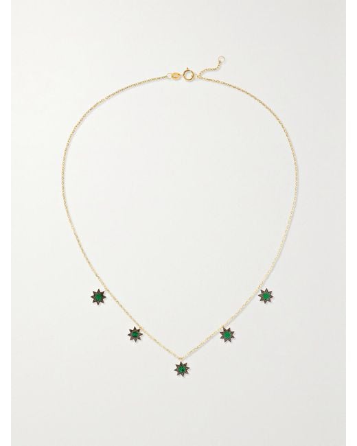 L'Atelier Nawbar Natural Cosmic Ibiza Mini 18-Karat, Malachite And Diamond Choker