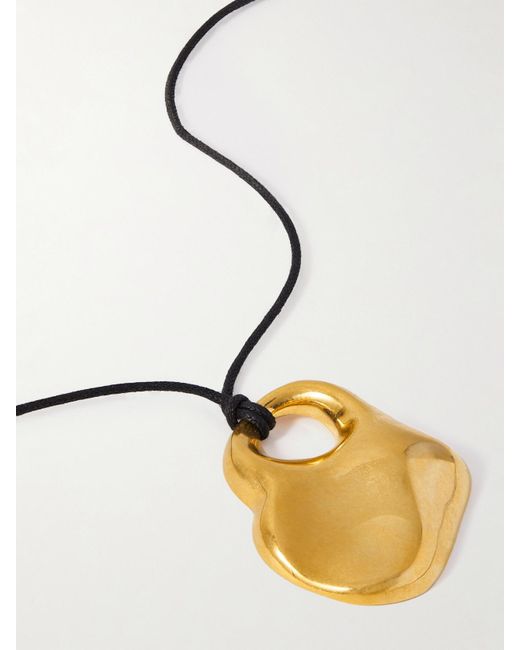 Tom Ford Metallic Tone And Leather Cord Necklace