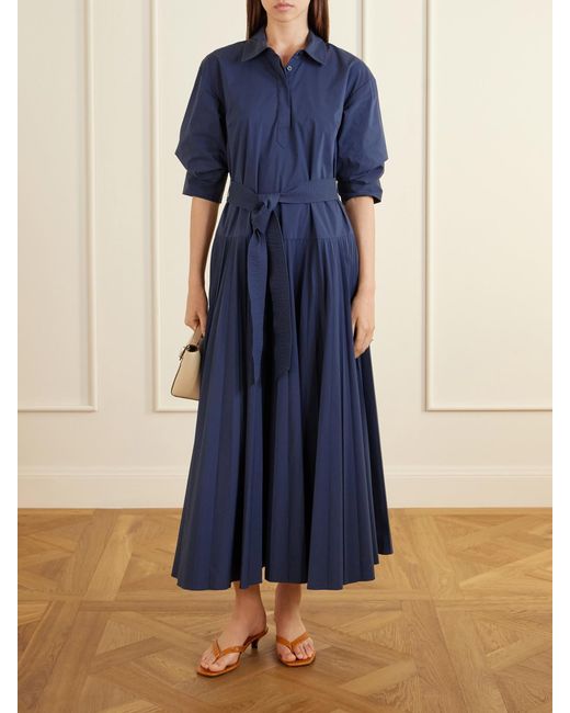 Jonathan Simkhai Blue Arlo Cotton Belted Maxi Dress