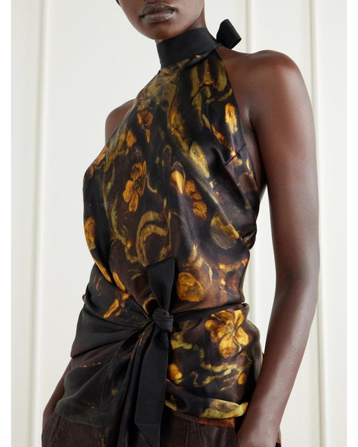 Dries Van Noten Multicolor Floral-Print Silk-Satin Blouse