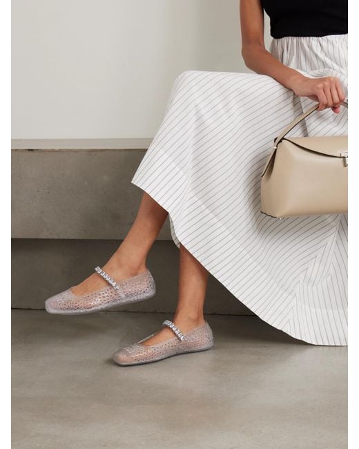 Ballerines En Tpu À Paillettes Et À Cristaux The Jelly Jimmy Choo en coloris White