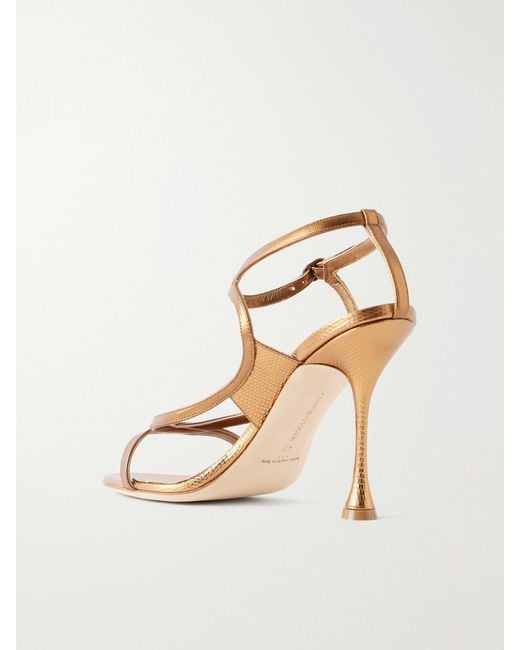Manolo Blahnik Natural Tibula 105 Leather Sandals