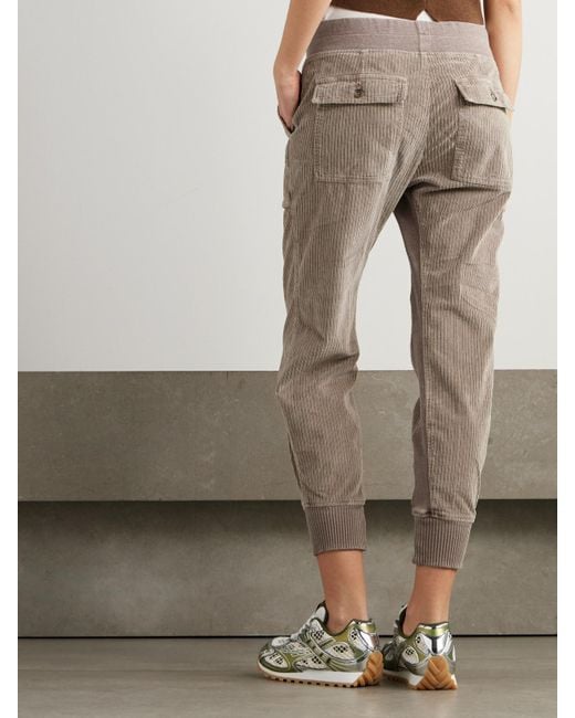 James Perse Natural Jersey-Trimmed Cotton-Blend Corduroy Tapered Track Pants