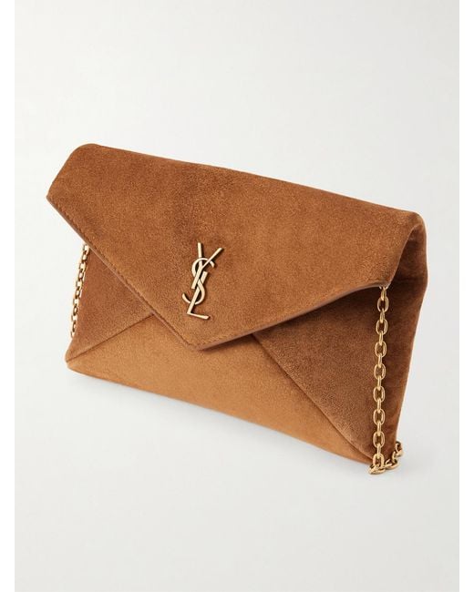 Saint Laurent Brown Cassandre Suede Shoulder Bag
