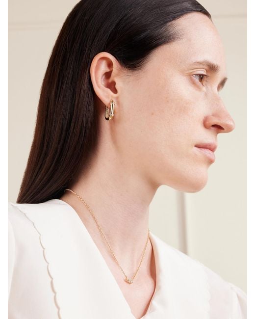 L'Atelier Nawbar Natural Boeuy Lock 18-Karat Diamond Hoop Earrings