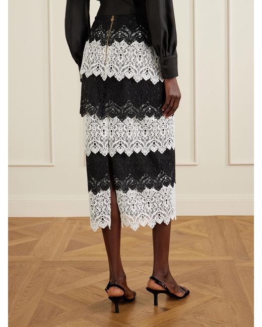 Carolina Herrera Black Lace Midi Skirt