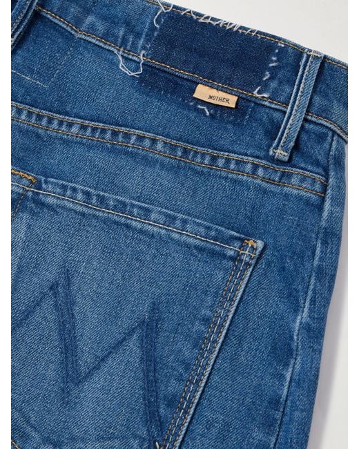 Mother Blue The Full-Pipe Flood High-Rise Barrel-Leg Jeans
