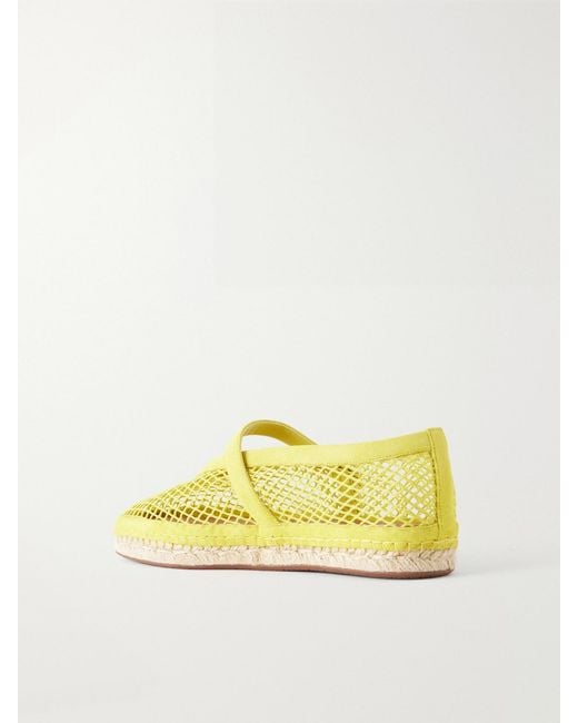 Alaïa Yellow Suede-Trimmed Mesh Espadrilles